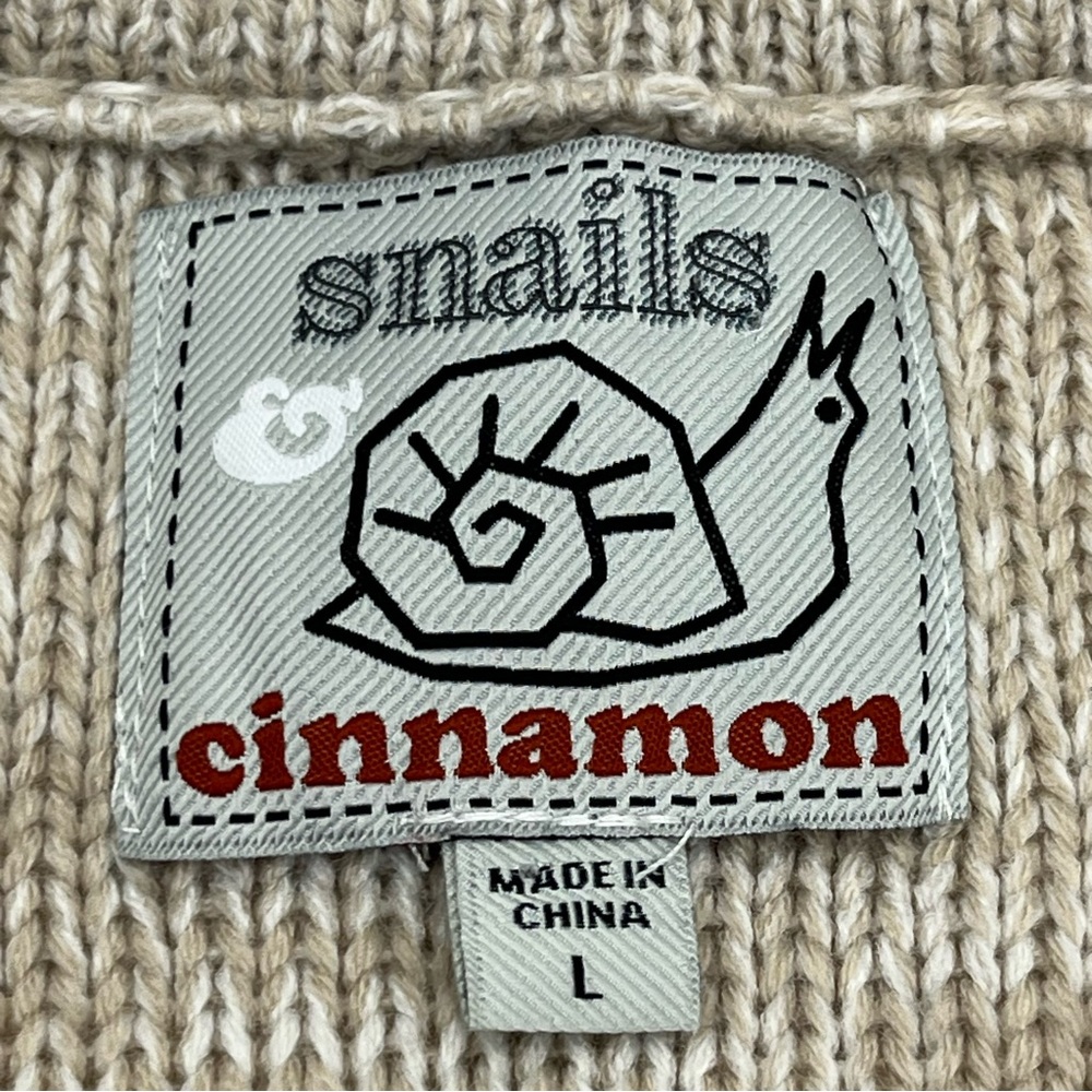 Snails & Cinnamon Heathered Tan Sweater Womens Size Large‎ Cable Knit *TINY FLAW - Picture 2 of 11